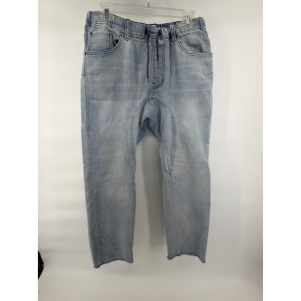 Cotton On Womens 6 Harem Jeans Light Wash Drop Crotch Pull On Raw Hem